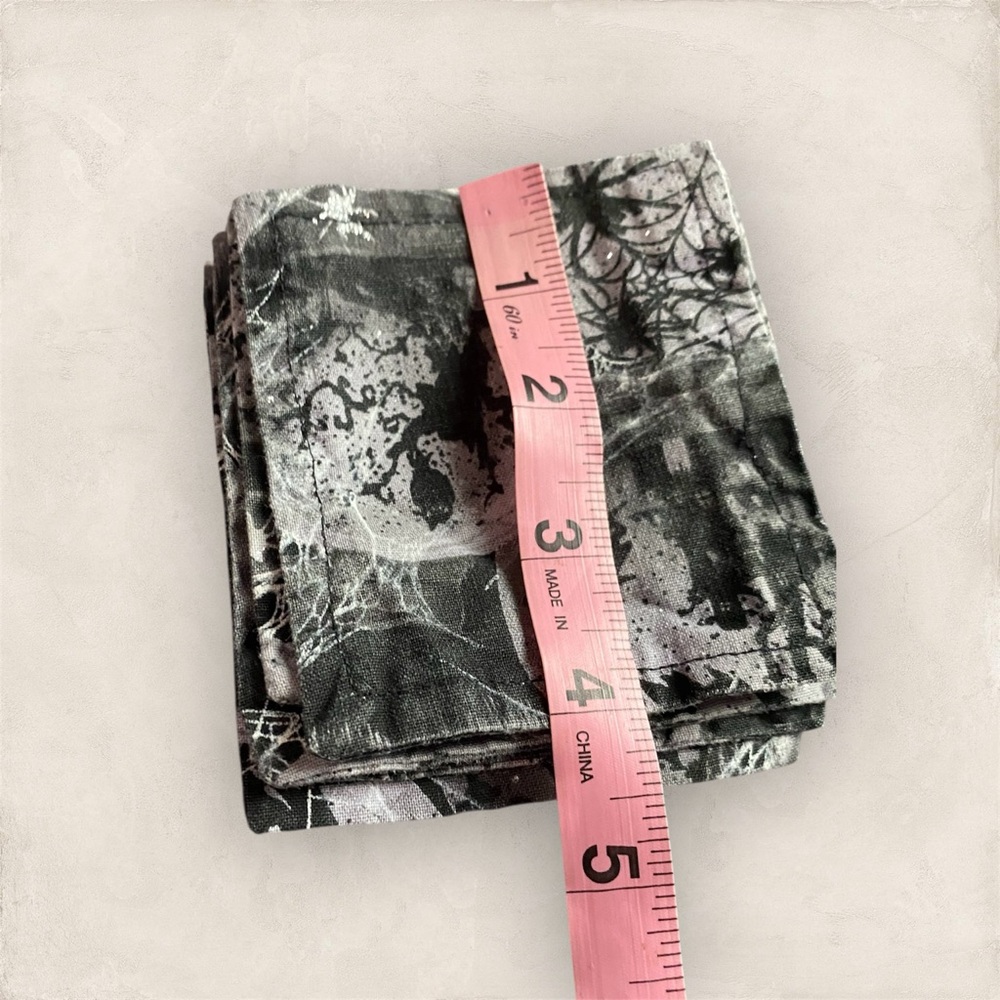 Handmade Black & Grey Spooky Halloween Square Fabric Coasters Set of 5 - Picture 9 of 9